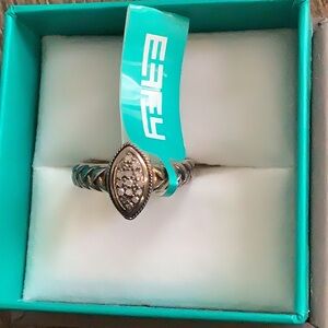 Effy 925 Sterling Silver and 18K Yellow Gold Diamond Ring